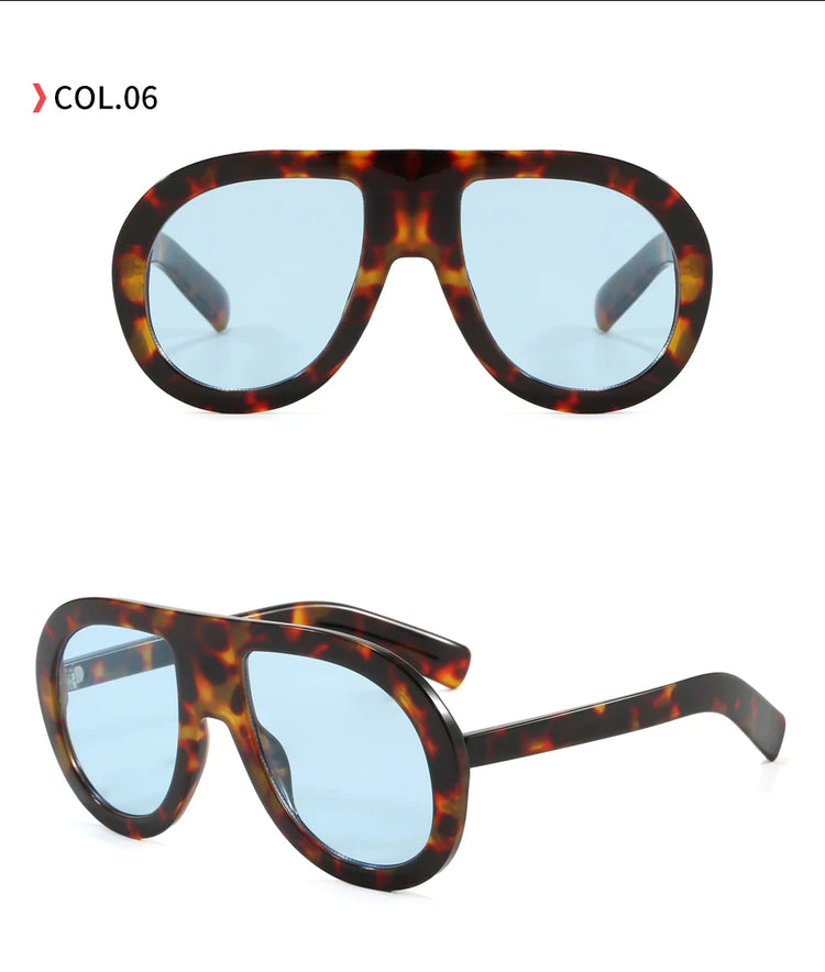 Indigo Oversized Retro Unisex Flat Top UV400 SUnglasses