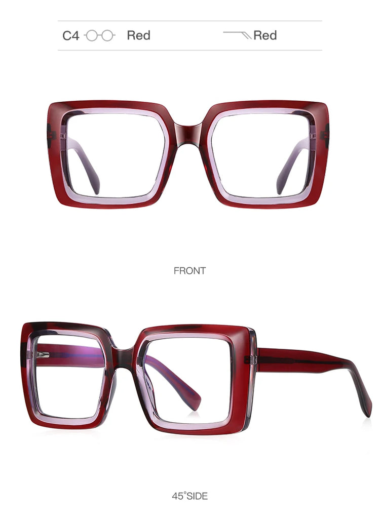 BECKY BLOCK FRAME WOMEN'S OVERSIZED ANTI-BLUE LIGHT OPTICAL GLASSES