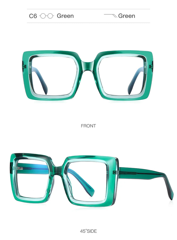 BECKY BLOCK FRAME WOMEN'S OVERSIZED ANTI-BLUE LIGHT OPTICAL GLASSES