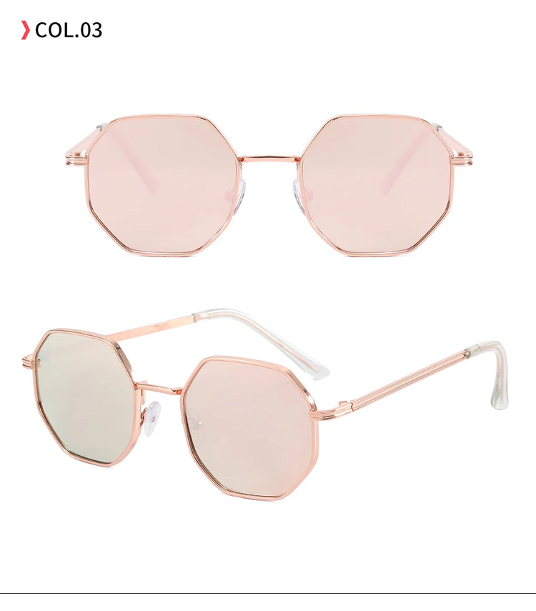 Rune Unisex UV400 Octagonal Metal Frame Sunglasses