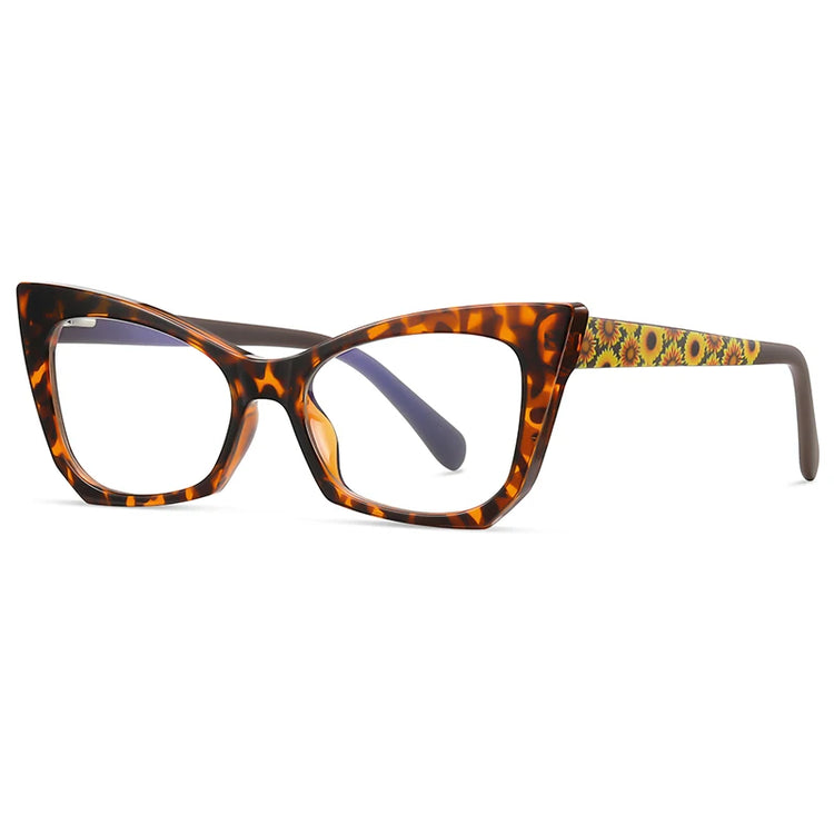 KENDRA WOMEN'S RETRO PRINTED ANTI BLUE LIGHT CAT EYE FRAME GLASSES