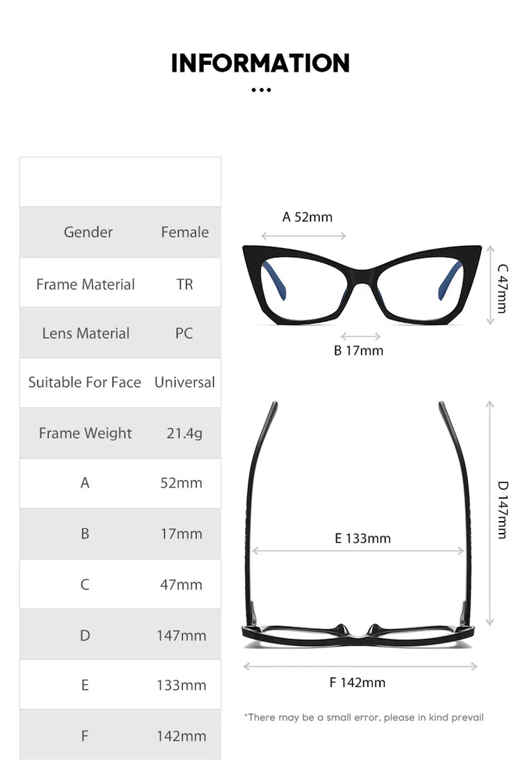 KENDRA WOMEN'S RETRO PRINTED ANTI BLUE LIGHT CAT EYE FRAME GLASSES