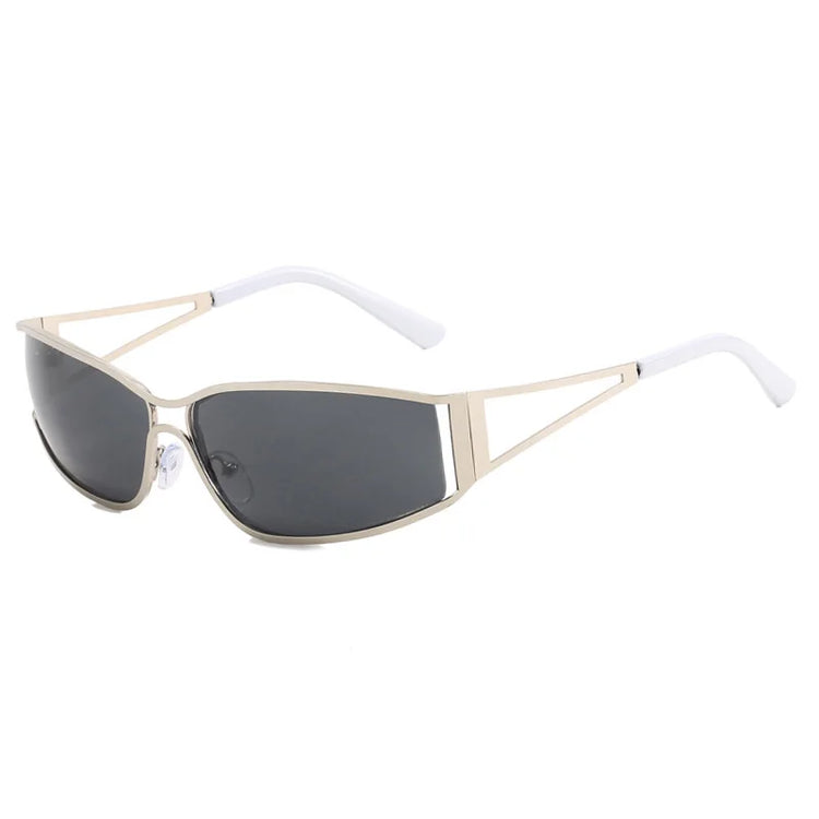 CORRIE UV400 WOMENS RECTANGULAR METAL SHIELD FRAME SUNGLASSES
