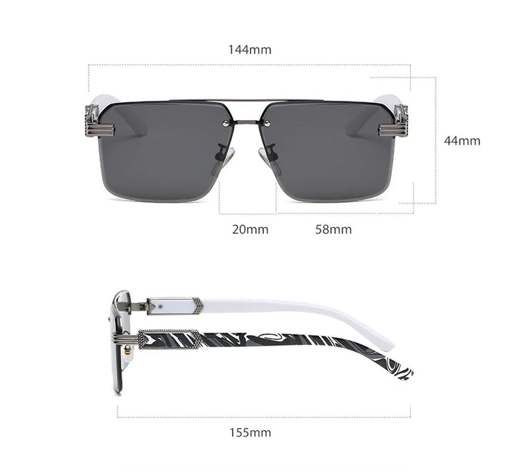 Pierre Unisex Rimless Square UV400 Sunglasses