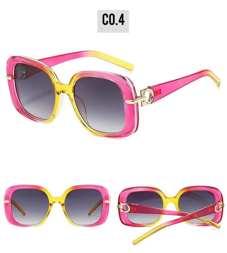 Nadia Women's Retro Oversized Gradient UV400 Square Frame Sunglasses