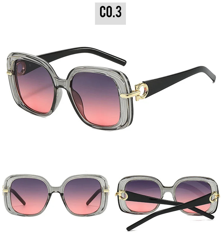 Nadia Women's Retro Oversized Gradient UV400 Square Frame Sunglasses