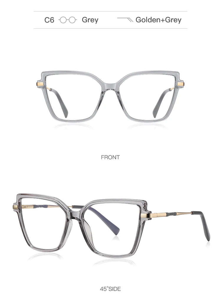 ALAINE GOLD DETAILED ANTI BLUE LIGHT CAT EYE FRAME GLASSES