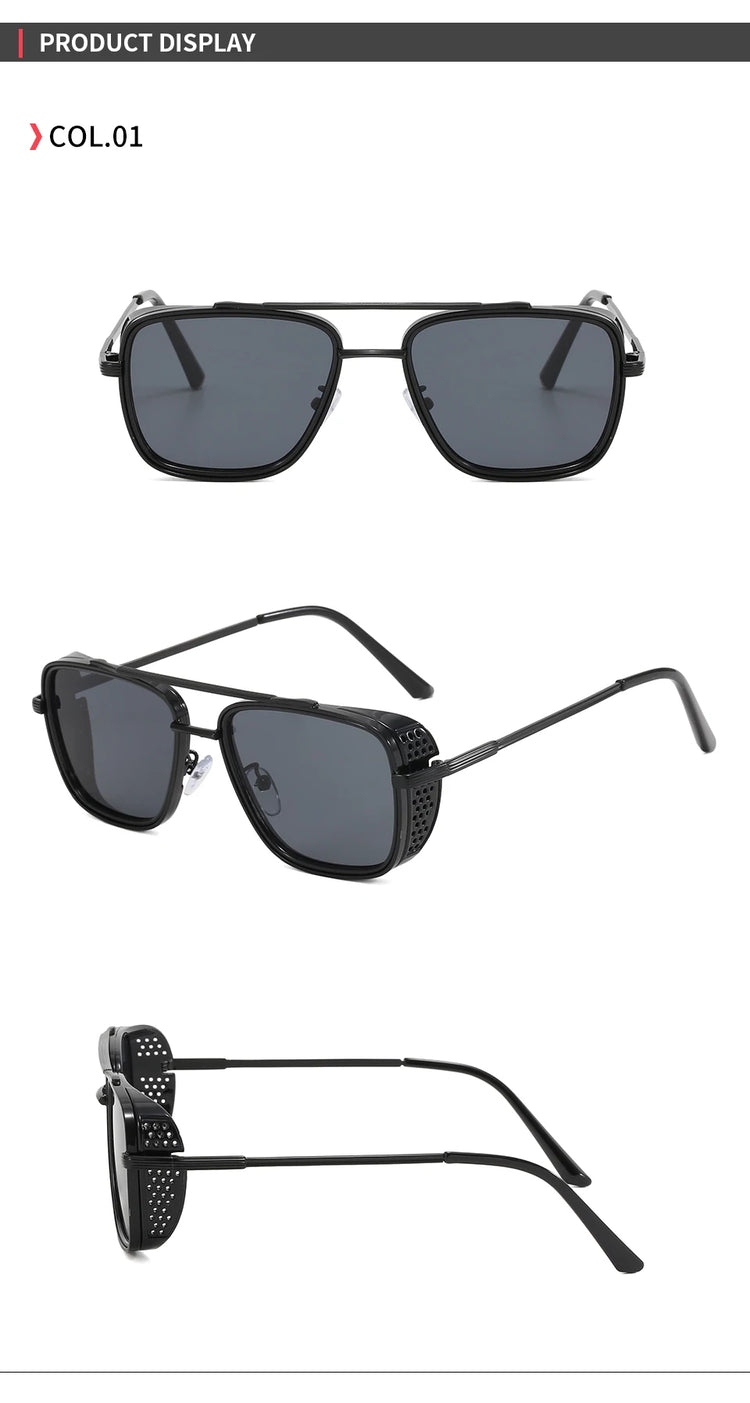 ISHMAEL UV400 MEN'S FLAT TOP SQUARE FRAME SUNGLASSES
