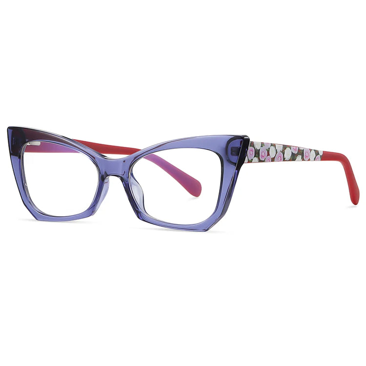 KENDRA WOMEN'S RETRO PRINTED ANTI BLUE LIGHT CAT EYE FRAME GLASSES