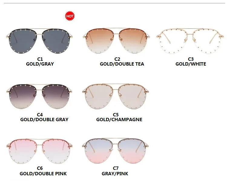 Naomi Women's Oversized Rimless Pilot Frame UV400 Sunglasses