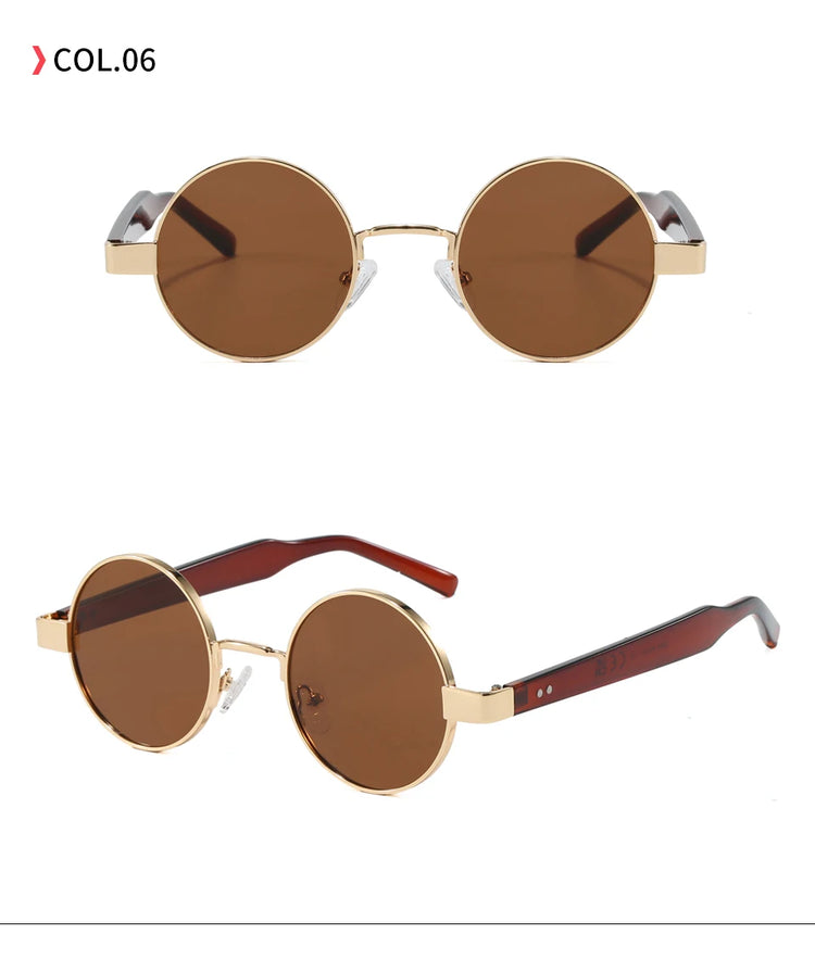 Jet Unisex Retro Round Metal Frame UV400 Sunglasses