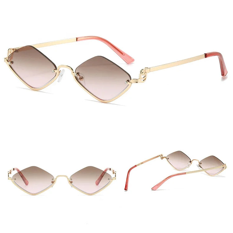 Aura Women's Small Retro Diamond Lens Sunglasses