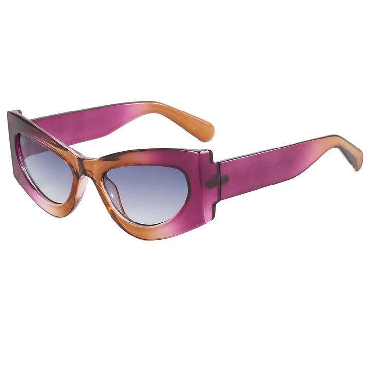 KYLA WOMEN'S UV400 BOLD RETRO OVAL CAT-EYE FRAME SUNGLASSES