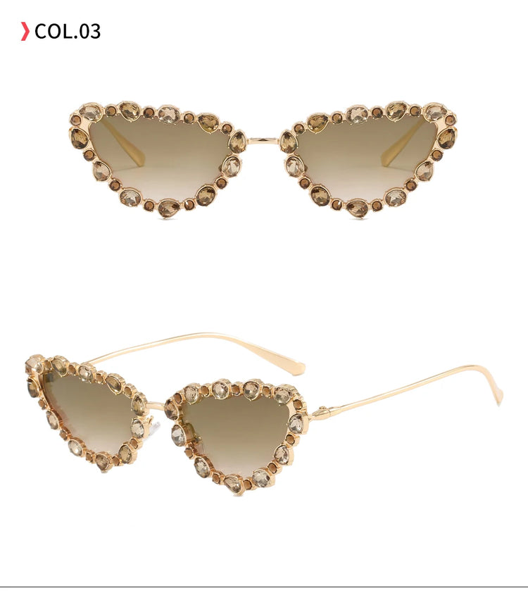 SHAREEN WOMEN'S RHINESTONE DETAILED CAT EYE FRAME SUNGLASSES