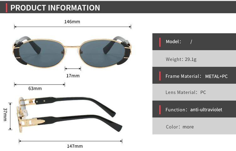 Renzo Retro Oval Frame Unisex UV400 Sunglasses