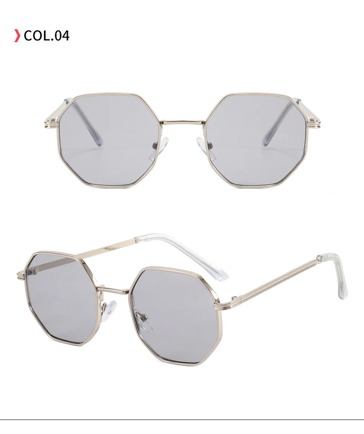 Rune Unisex UV400 Octagonal Metal Frame Sunglasses