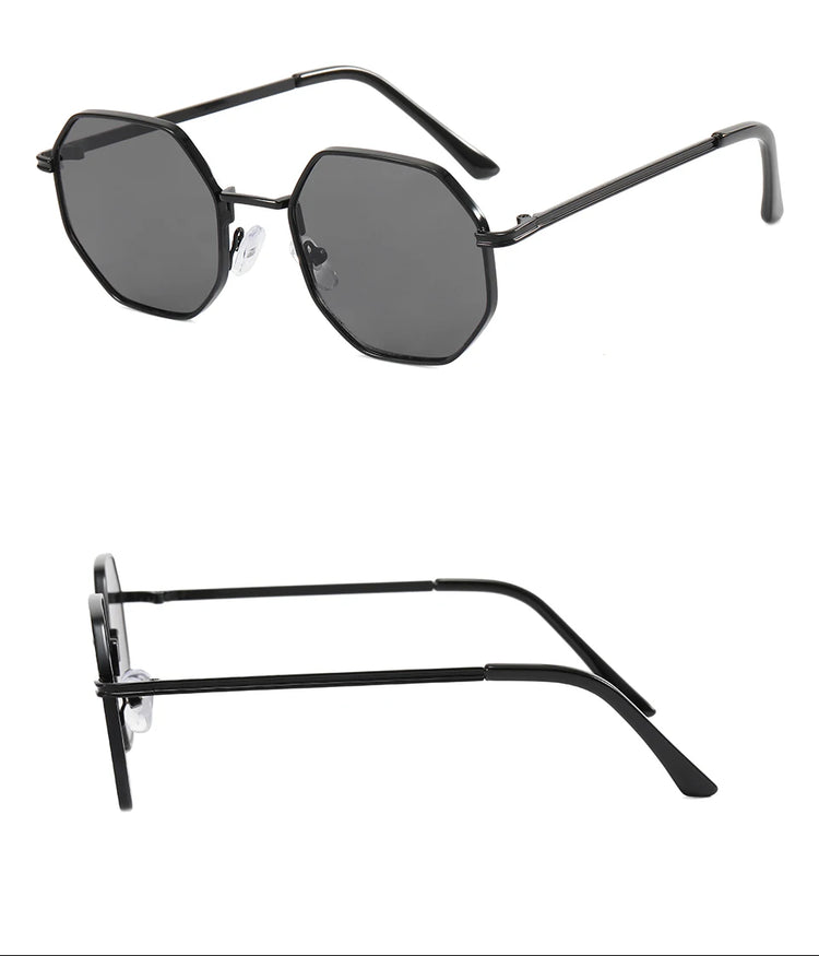 Rune Unisex UV400 Octagonal Metal Frame Sunglasses