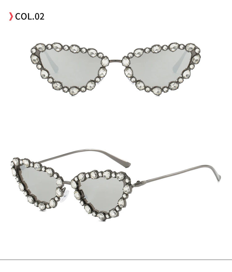 SHAREEN WOMEN'S RHINESTONE DETAILED CAT EYE FRAME SUNGLASSES