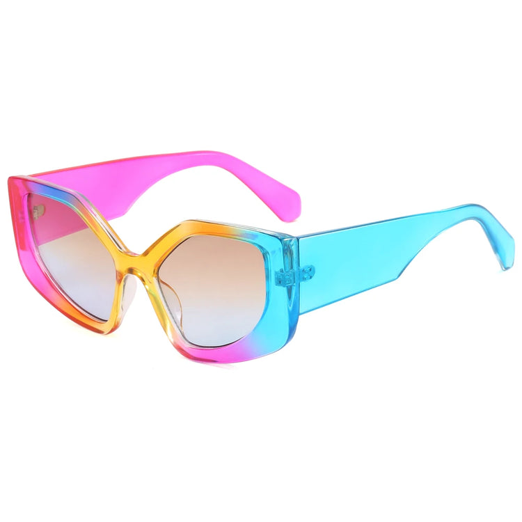 LAILA UNISEX OVERSIZED POLYGON CAT EYE UV400 CHUNKY FRAME SUNGLASSES
