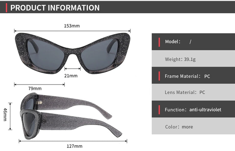 GENESIS WOMEN'S UV400 BOLD RETRO SQUARE CAT-EYE FRAME SUNGLASSES