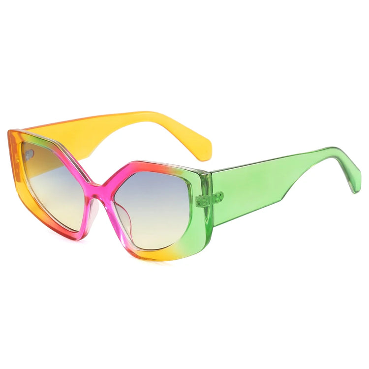 LAILA UNISEX OVERSIZED POLYGON CAT EYE UV400 CHUNKY FRAME SUNGLASSES
