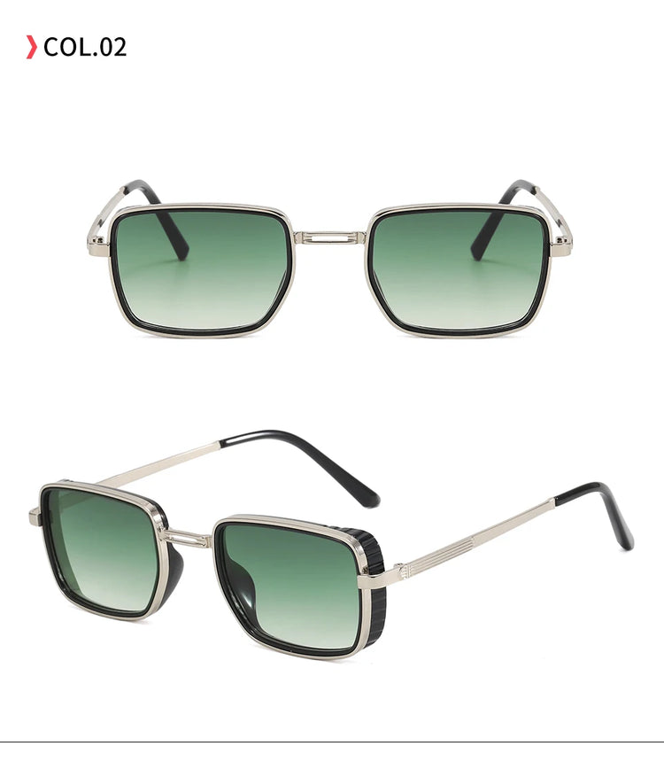 MACKENZIE UV400 UNISEX RETRO RECTANGLE METAL FRAME SUNGLASSES