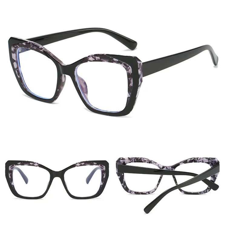 MARIA WOMEN'S TWO-TONE ANTI BLUE LIGHT CAT EYE FRAME GLASSES
