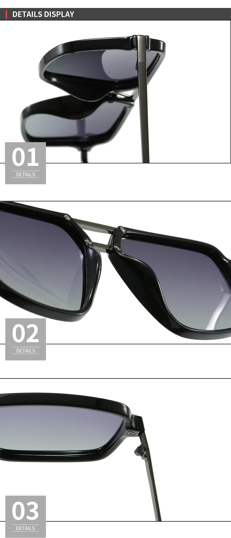 Blueprint Unisex Retro Square Double Bridge Gradient Flat Top UV400 Sunglasses