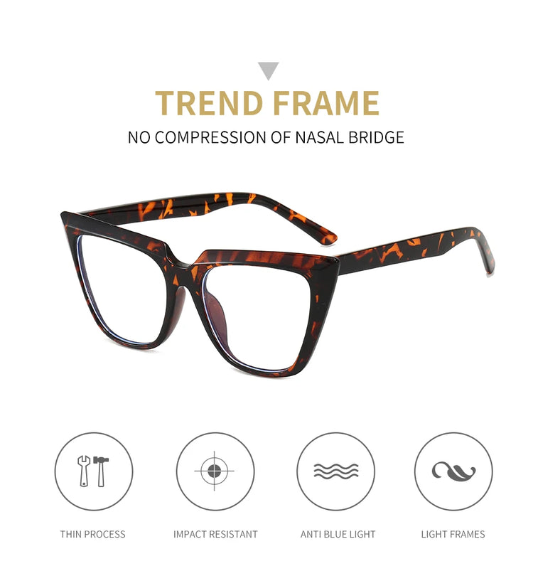 JILLIAN Women's Oversized Cat-Eye Anti-Blue Light Glasses