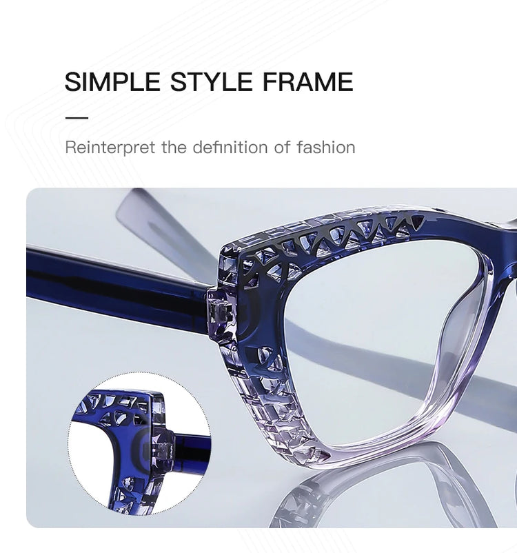 ROBYN WOMEN'S ANTI BLUE LIGHT LASER CUT DETAIL CAT EYE FRAME GLASSES
