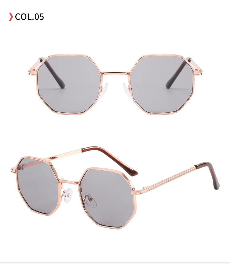 Rune Unisex UV400 Octagonal Metal Frame Sunglasses