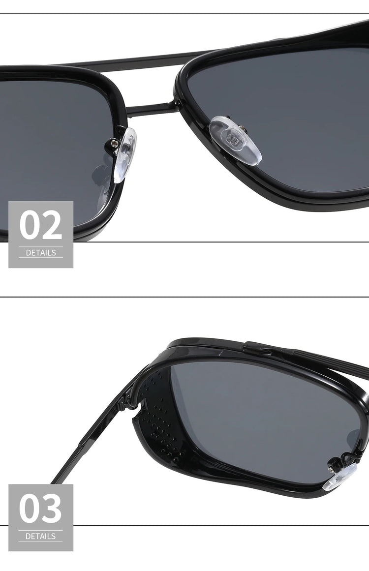 ISHMAEL UV400 MEN'S FLAT TOP SQUARE FRAME SUNGLASSES