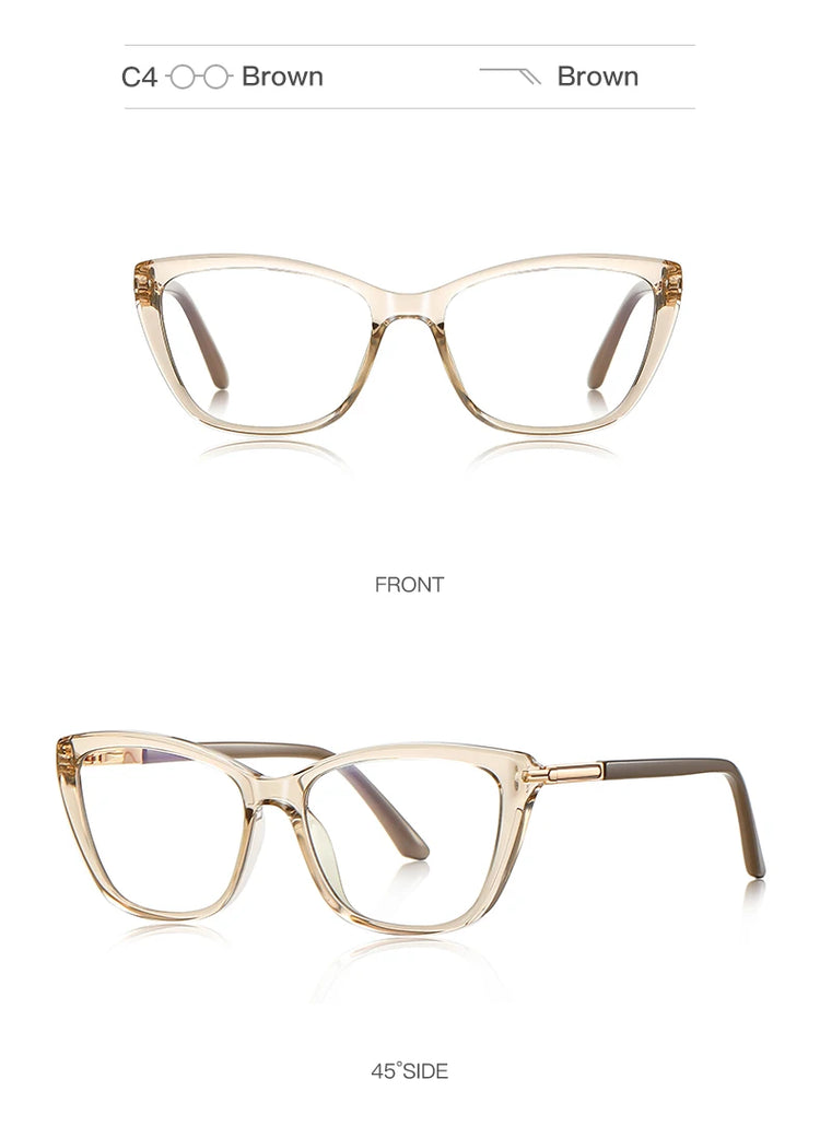 Muse Women's Transparent Anti-Blue Light Cat-Eye Glasses