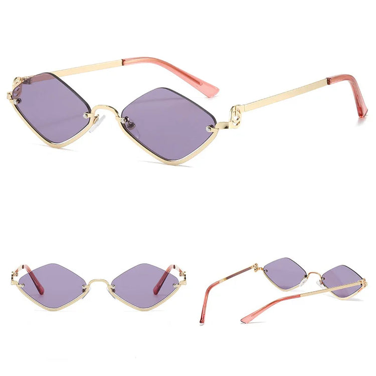 Aura Women's Small Retro Diamond Lens Sunglasses