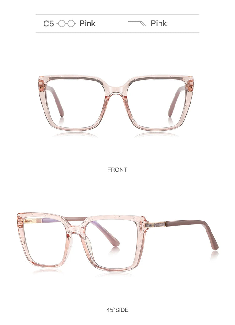 Polaris Womens Square Frame Anti Blue Light Blocking Glasses