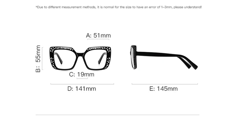 PRINCESS WOMENS OVERSIZED SQUARE FRAME ANTI BLUE LIGHT BLOCKING GLASSES