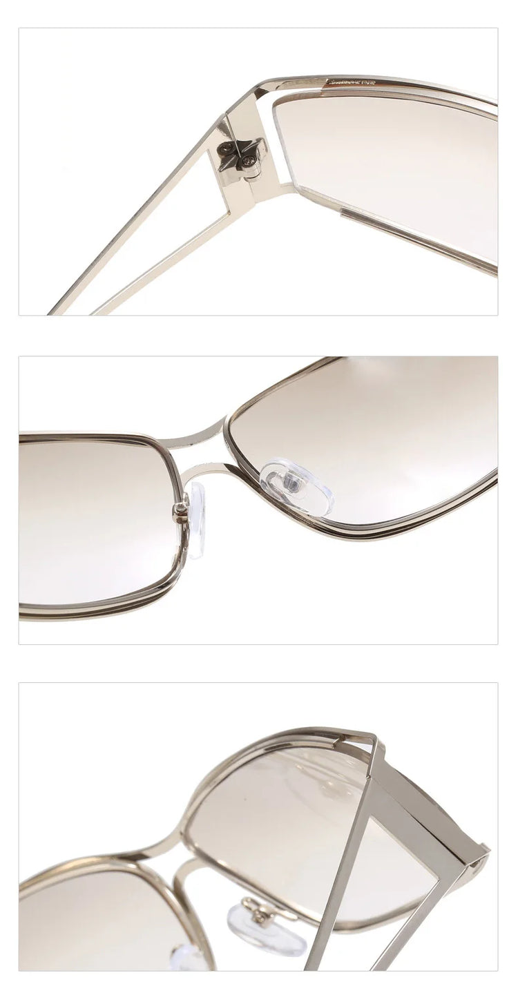 CORRIE UV400 WOMENS RECTANGULAR METAL SHIELD FRAME SUNGLASSES