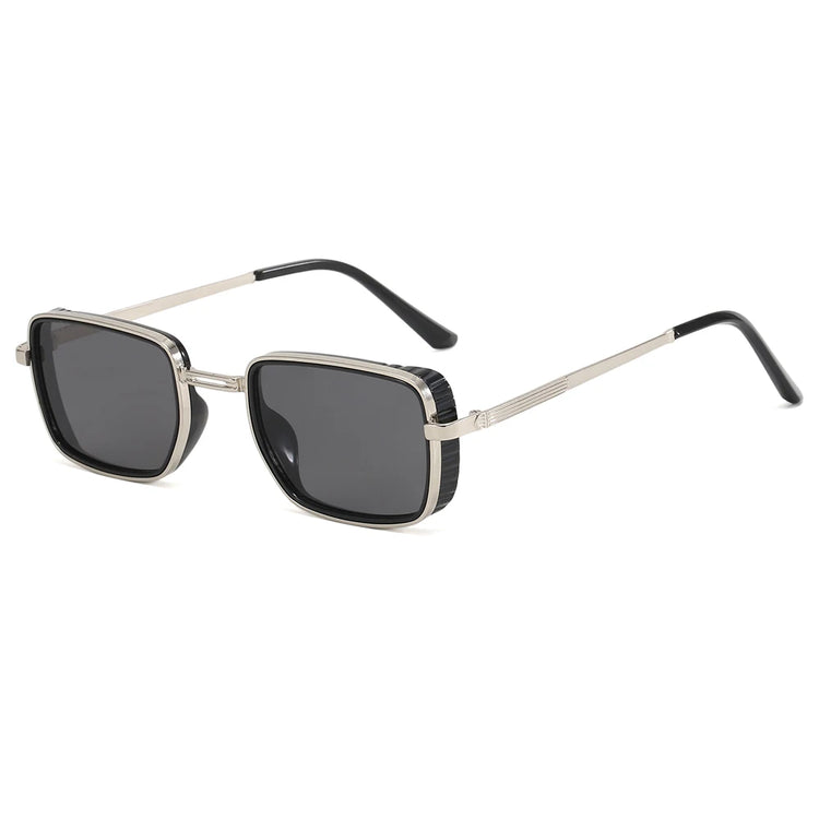 MACKENZIE UV400 UNISEX RETRO RECTANGLE METAL FRAME SUNGLASSES