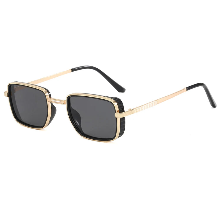 MACKENZIE UV400 UNISEX RETRO RECTANGLE METAL FRAME SUNGLASSES