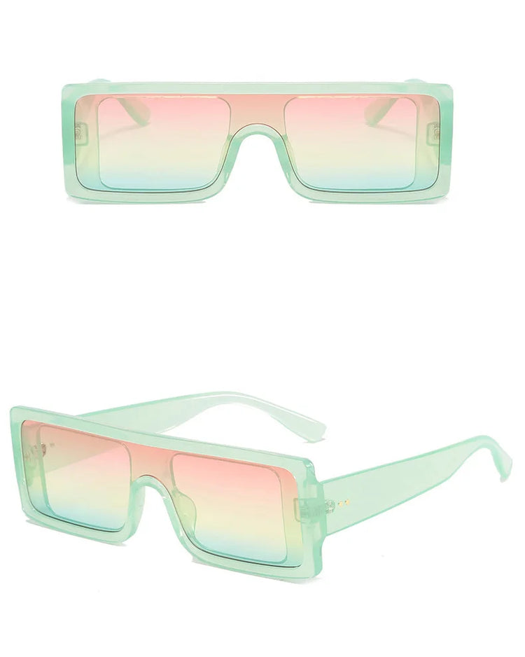 TOKYO UNISEX FLAT-TOP RECTANGULAR FRAME UV400 SUNGLASSES