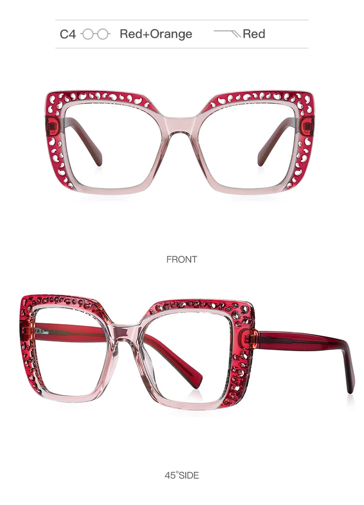 PRINCESS WOMENS OVERSIZED SQUARE FRAME ANTI BLUE LIGHT BLOCKING GLASSES