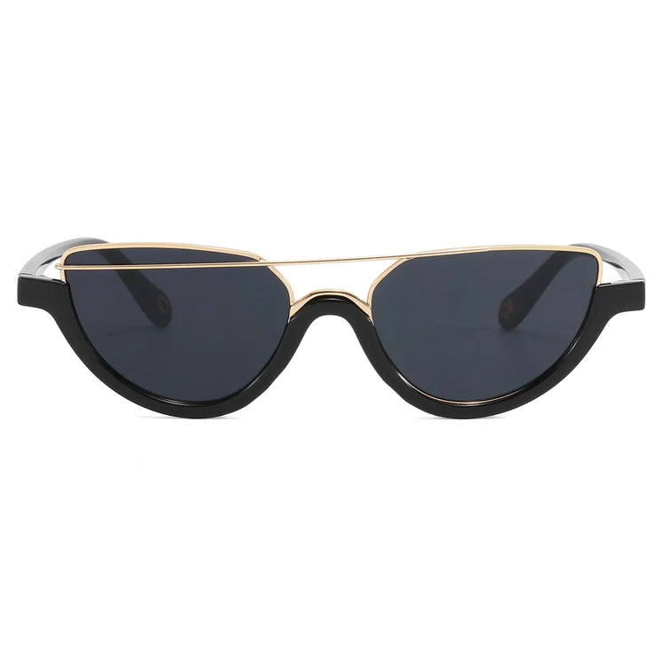 Bianca Womens UV400 Y2K Gold Detail Oval Half Frame Fashion Sunglasses