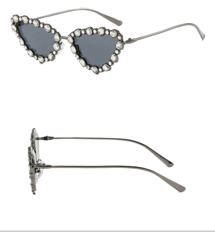 SHAREEN WOMEN'S RHINESTONE DETAILED CAT EYE FRAME SUNGLASSES