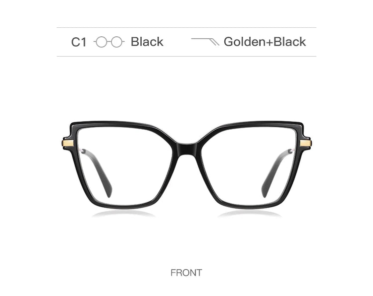 ALAINE GOLD DETAILED ANTI BLUE LIGHT CAT EYE FRAME GLASSES