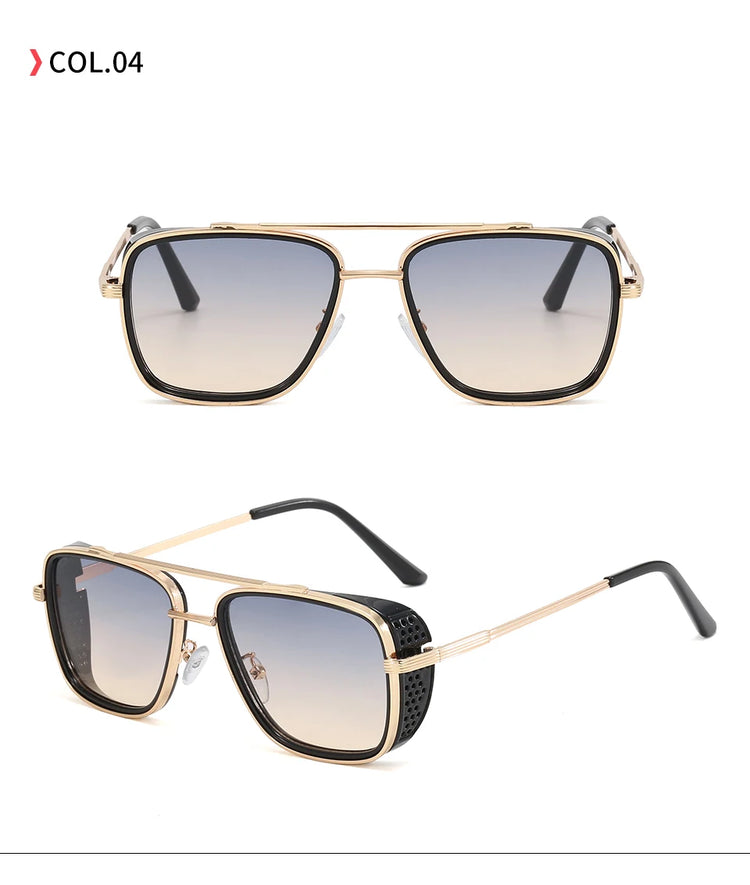 ISHMAEL UV400 MEN'S FLAT TOP SQUARE FRAME SUNGLASSES