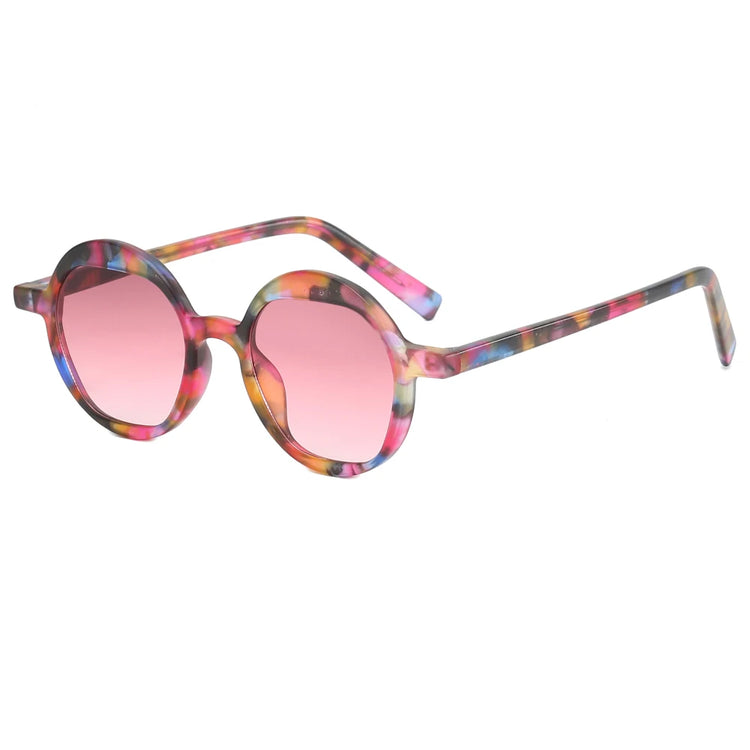 HUGHES WOMENS RETRO ROUND FRAME UV400 SUNGLASSES