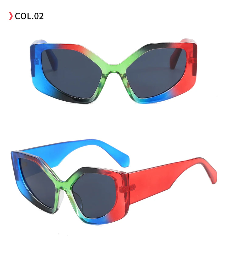 LAILA UNISEX OVERSIZED POLYGON CAT EYE UV400 CHUNKY FRAME SUNGLASSES
