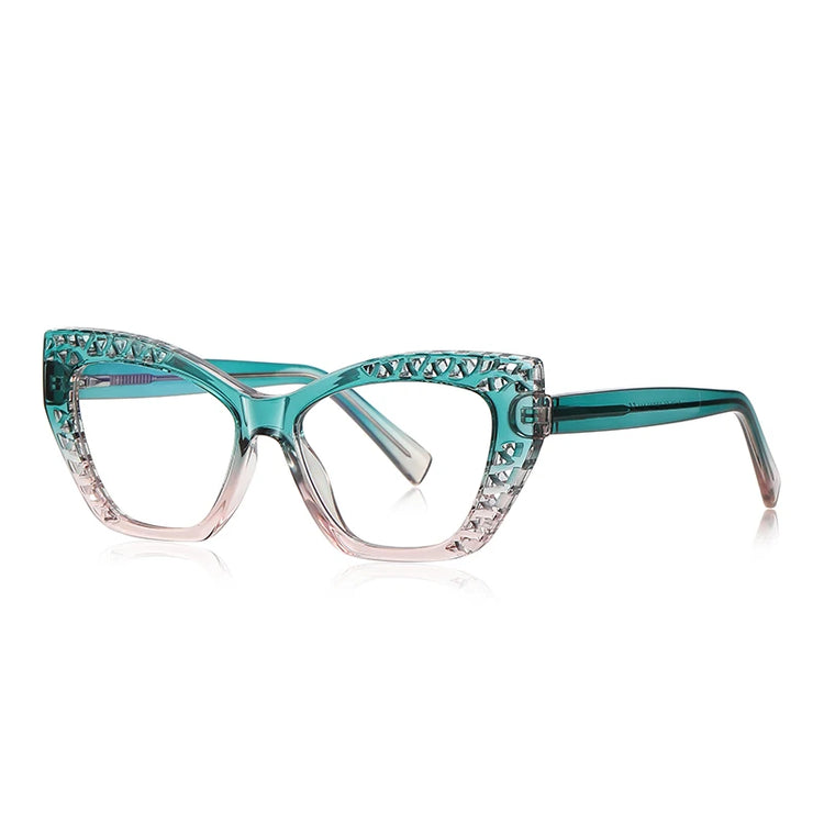 ROBYN WOMEN'S ANTI BLUE LIGHT LASER CUT DETAIL CAT EYE FRAME GLASSES
