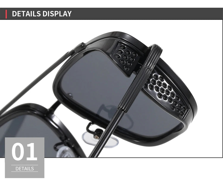 ISHMAEL UV400 MEN'S FLAT TOP SQUARE FRAME SUNGLASSES