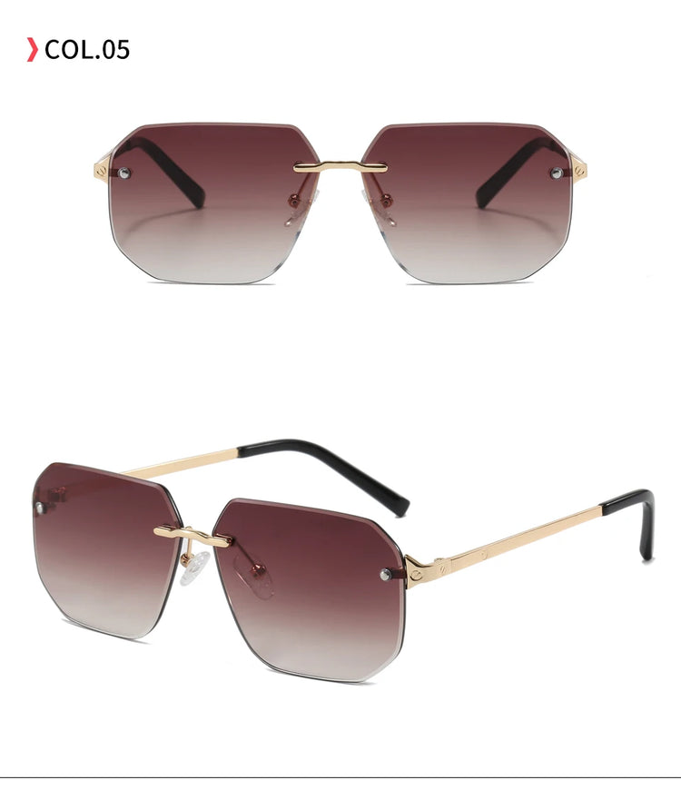 Matteo Unisex Rimless Oversized Square Sunglasses